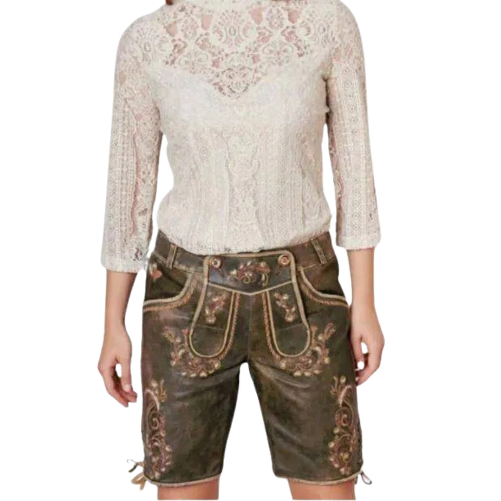 Knee-Length Lederhosen Shorts for Women – Oktoberfest