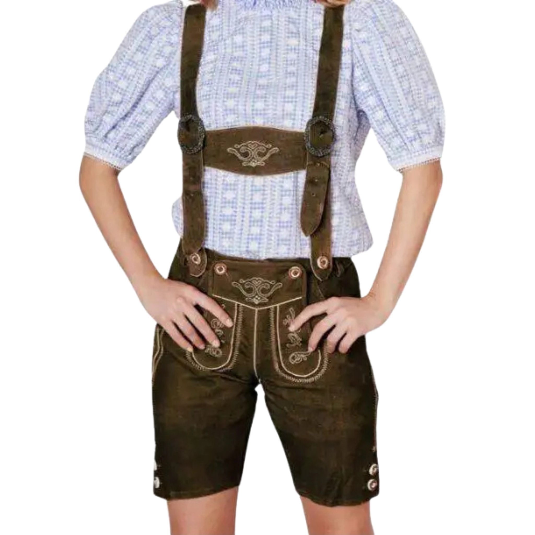 Women's Lederhosen with Suspenders | Dark Olive