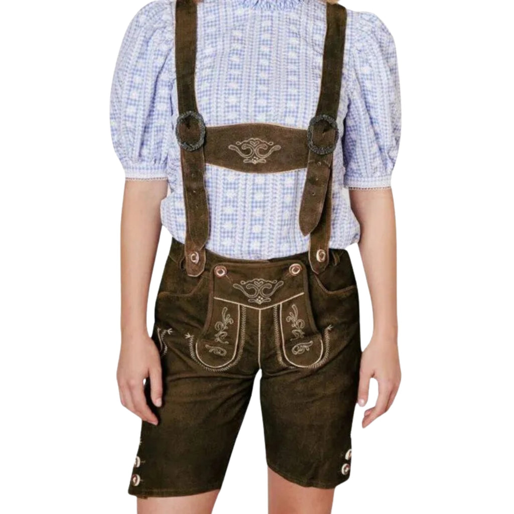 Women's Lederhosen with Suspenders | Dark Olive