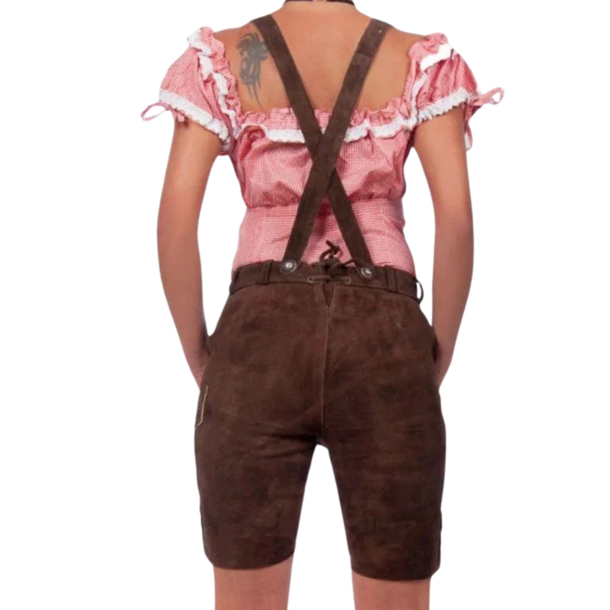 Women's Brown Lederhosen with Suspenders