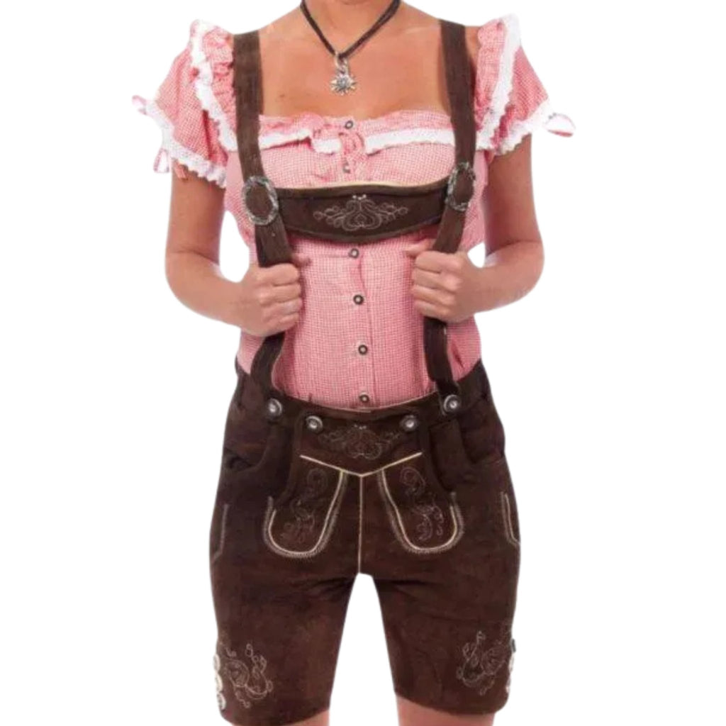 Women's Brown Lederhosen with Suspenders