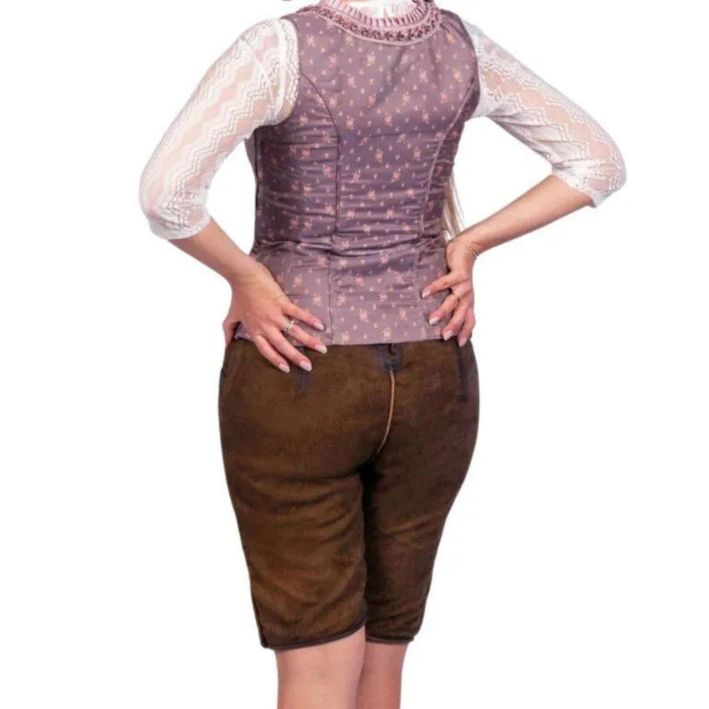 Mauve Dirndl Corset Vest with Lace-Up Front Ties