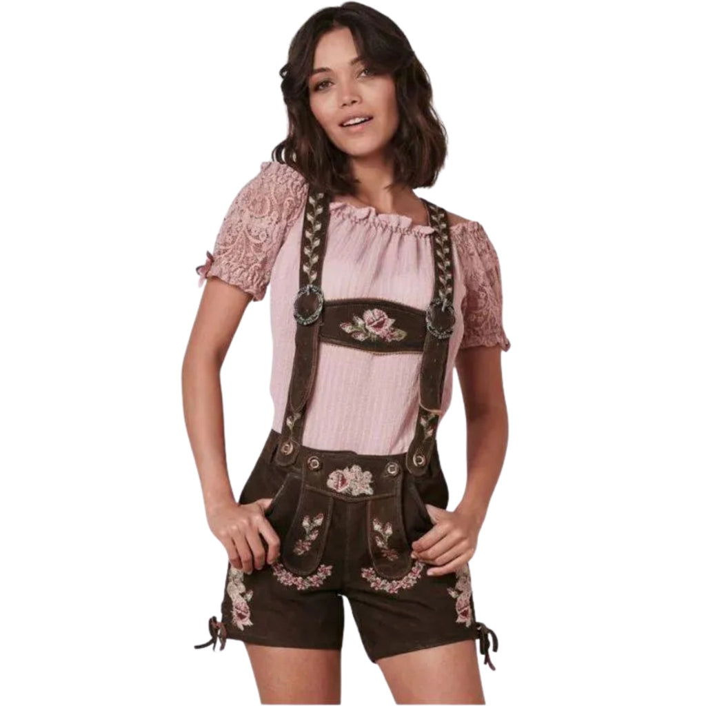 Rose Embroidered Lederhosen Shorts – Oktoberfest