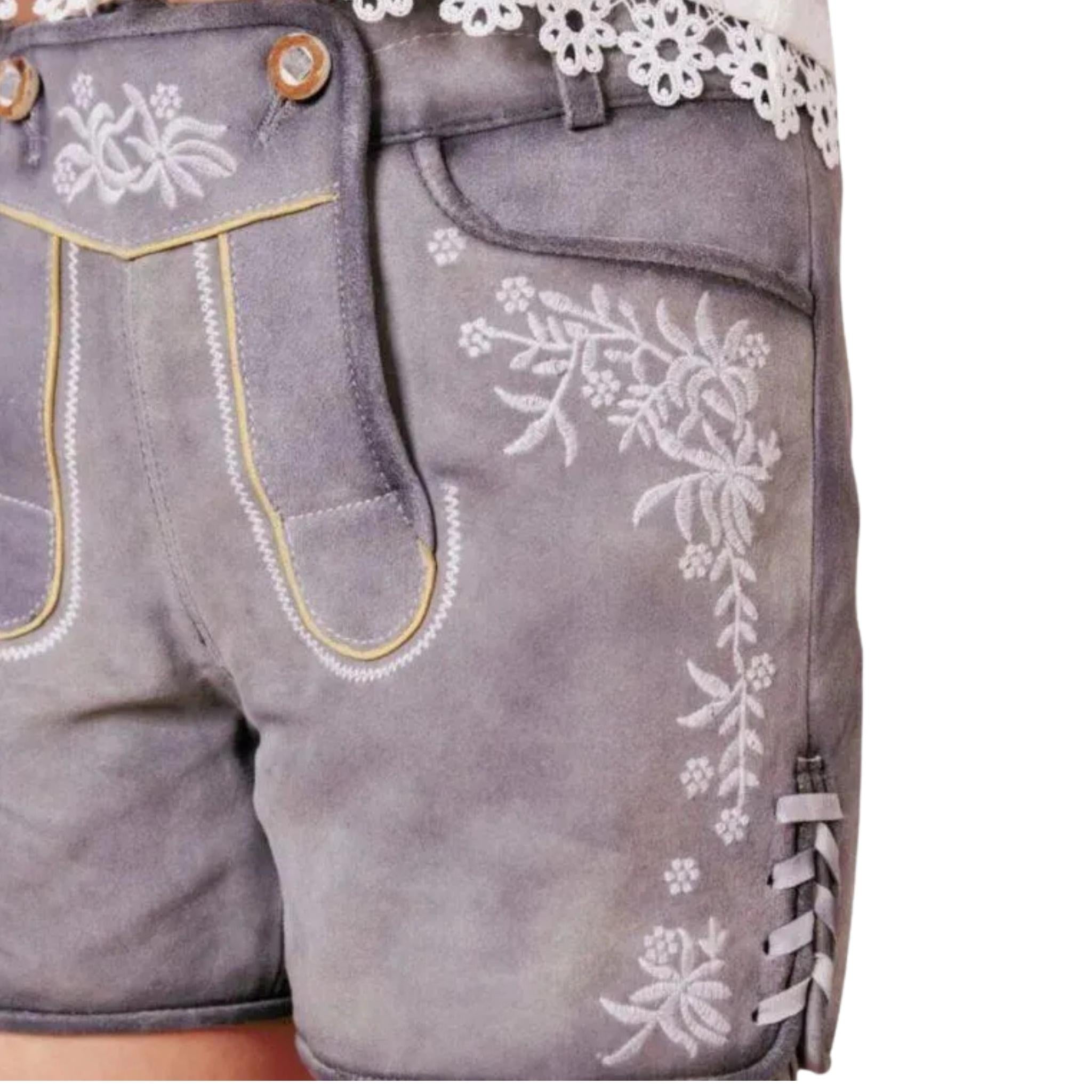 Grey Lederhosen Shorts for Women – Oktoberfest