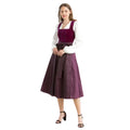 Plum Velvet Dirndl Dress with Ribbon Waist Bow