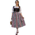 Black Dirndl Dress with Floral Striped Skirt