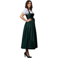 Forest Green Satin Dirndl Dress with Sash Bow