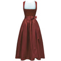 Burgundy Satin Midi Dress with Bow Waist and V-Back