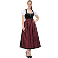 Black Dirndl Dress with Burgundy Satin Apron