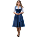 Navy Velvet Dirndl Dress with V-Neck Trim