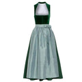 Green Velvet Dirndl Dress with Checkered Apron