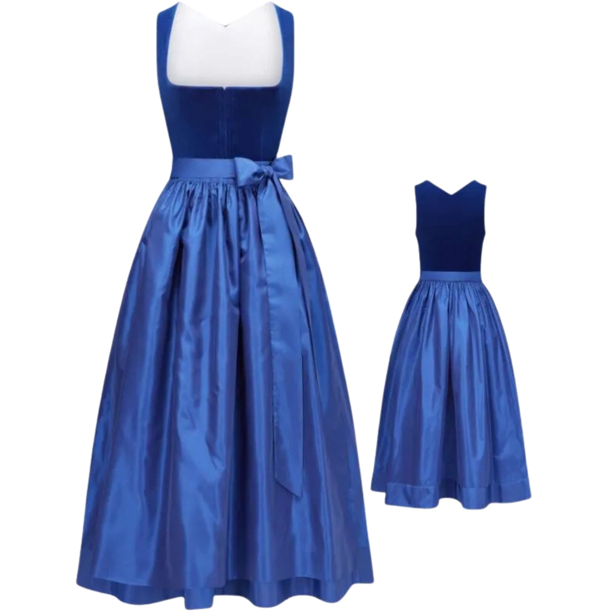 Royal Blue Velvet Dirndl Dress, Adult & Kids