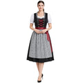 Black Dirndl Dress with Red Lace-Up Bodice