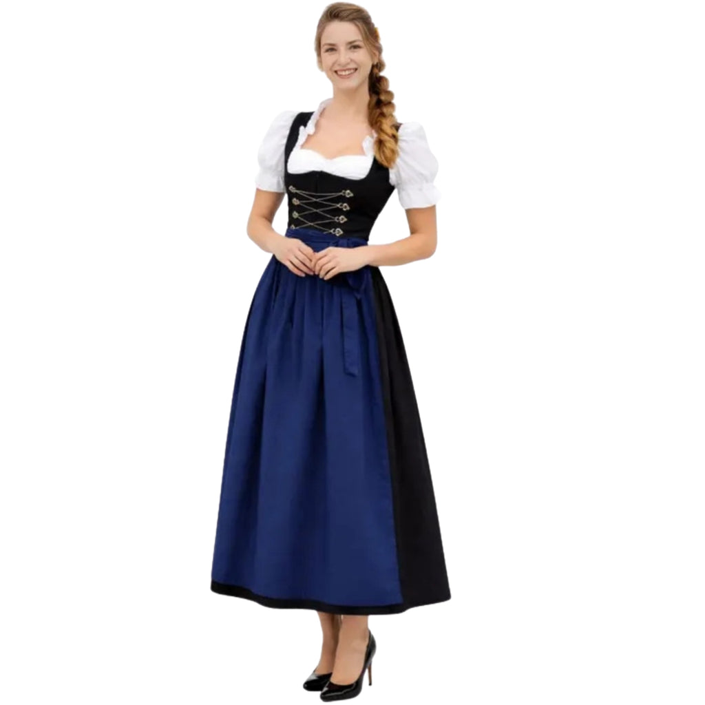 Black Dirndl Dress with Lace-Up Grommet Front