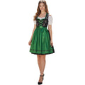 Black & Green Dirndl Dress with White Blouse Set