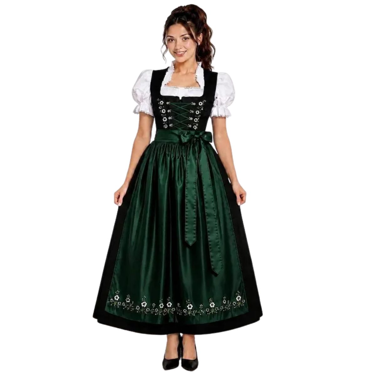 Black embroidered dirndl dress — traditional Bavarian Tracht for Oktoberfest