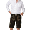 Men's Black Leather Lederhosen with Embroidery & Belt