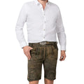 Men's Green Leather Lederhosen with Belt & Buckle