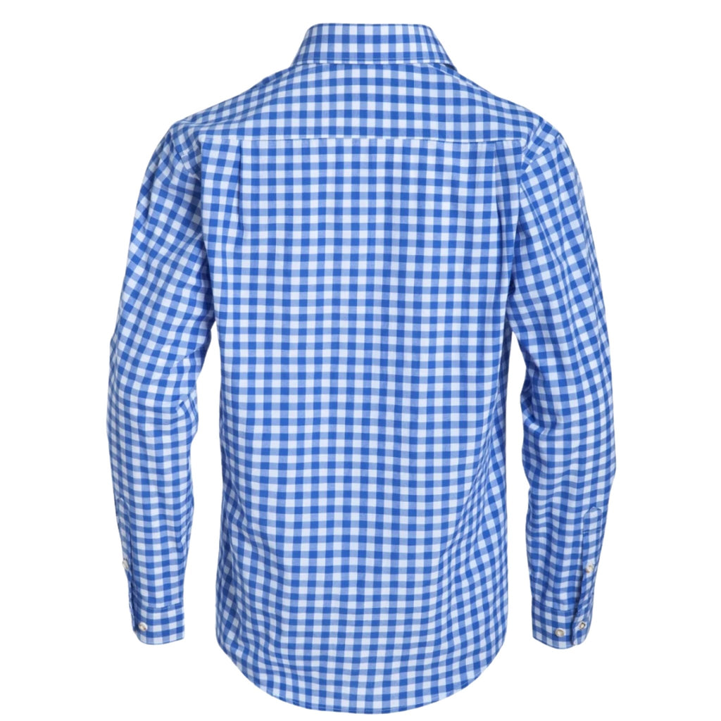 Men's Blue Checked Trachten Shirt for Oktoberfest