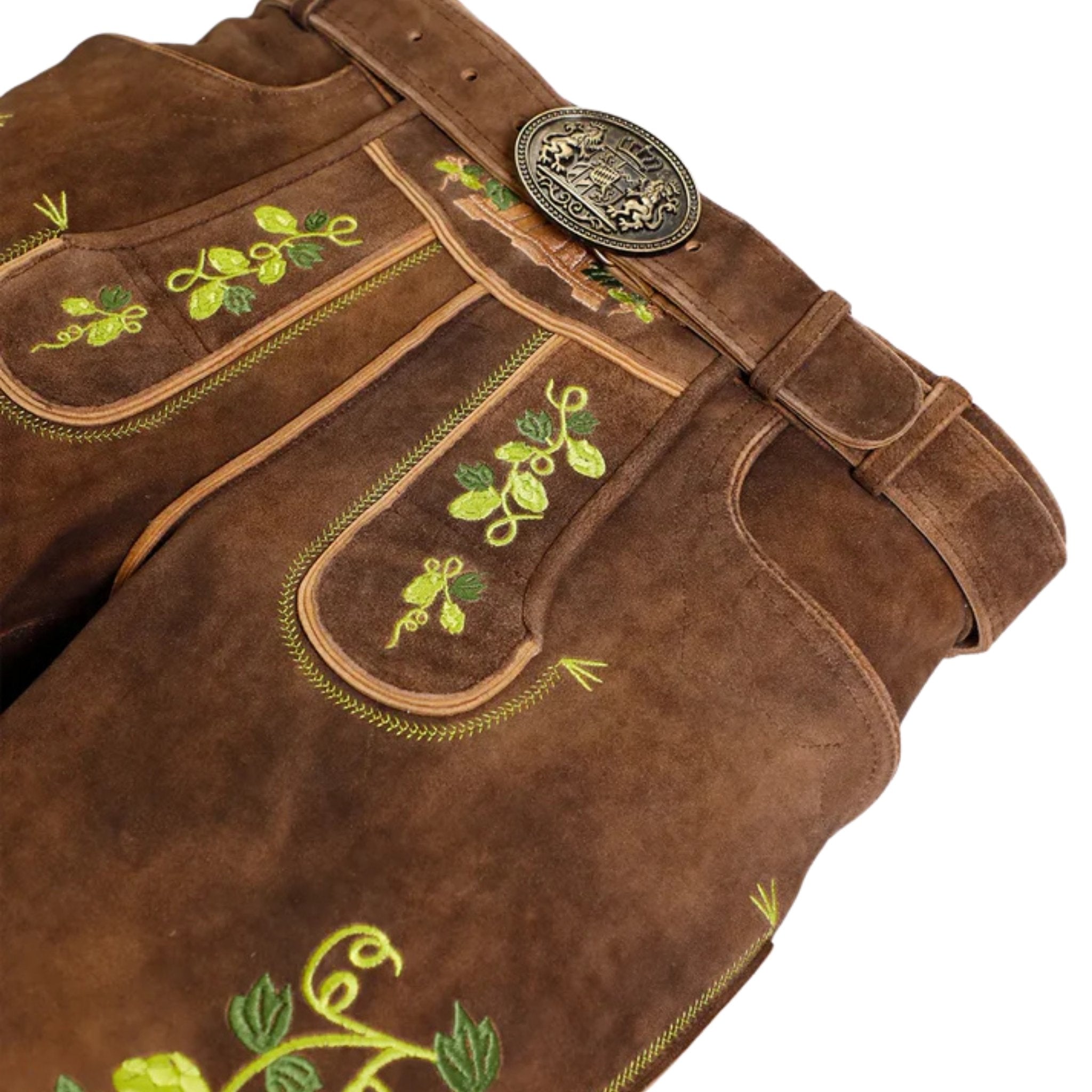 Men's Hops & Wheat Embroidered Lederhosen Shorts