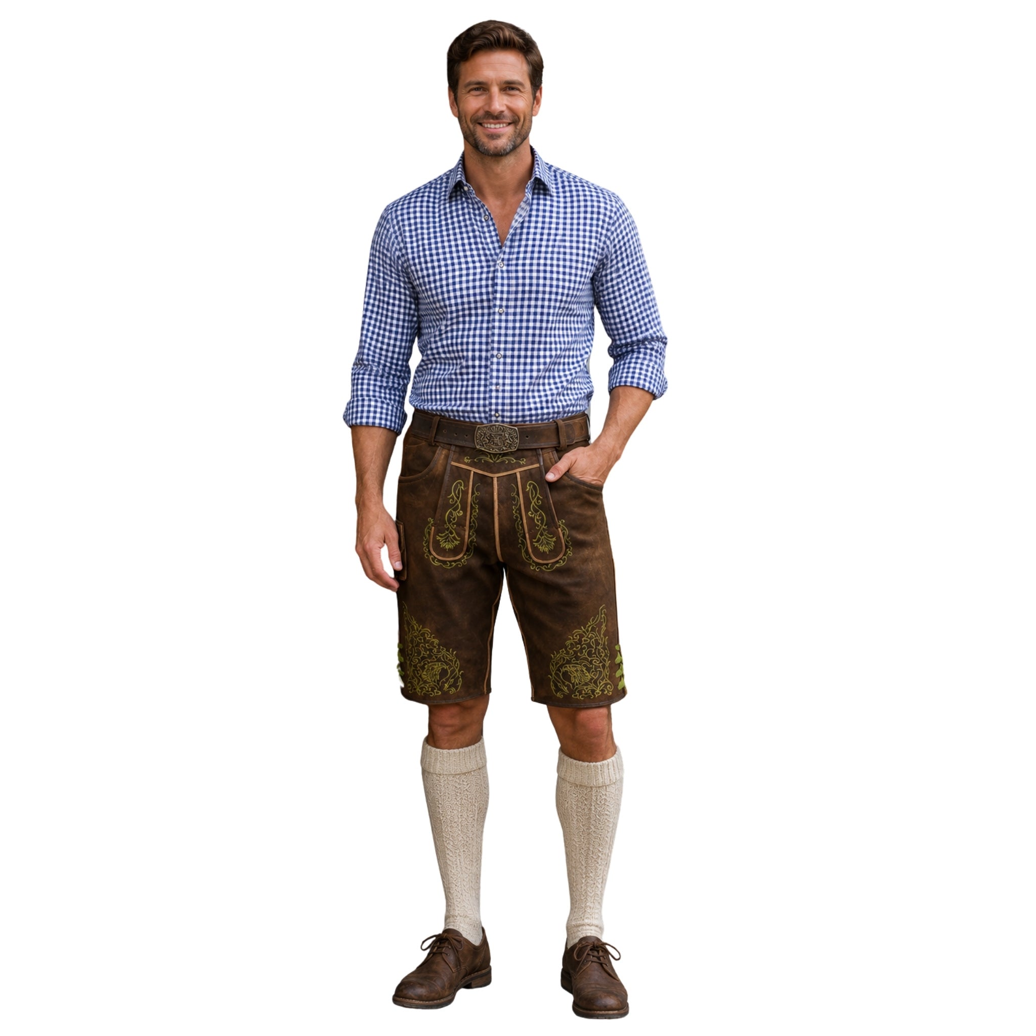 Men's Eagle Embroidered Lederhosen w/ Green Laces