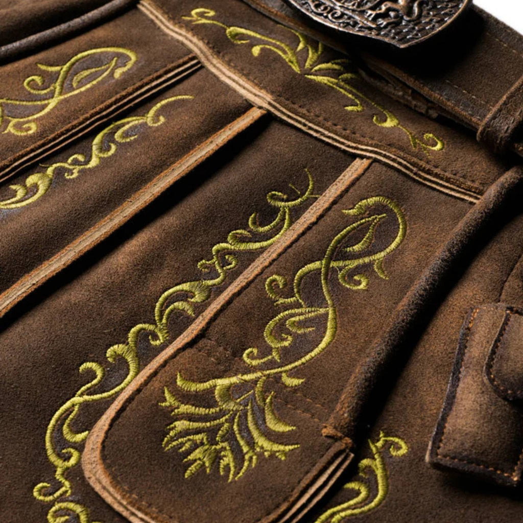 Men's Eagle Embroidered Lederhosen w/ Green Laces