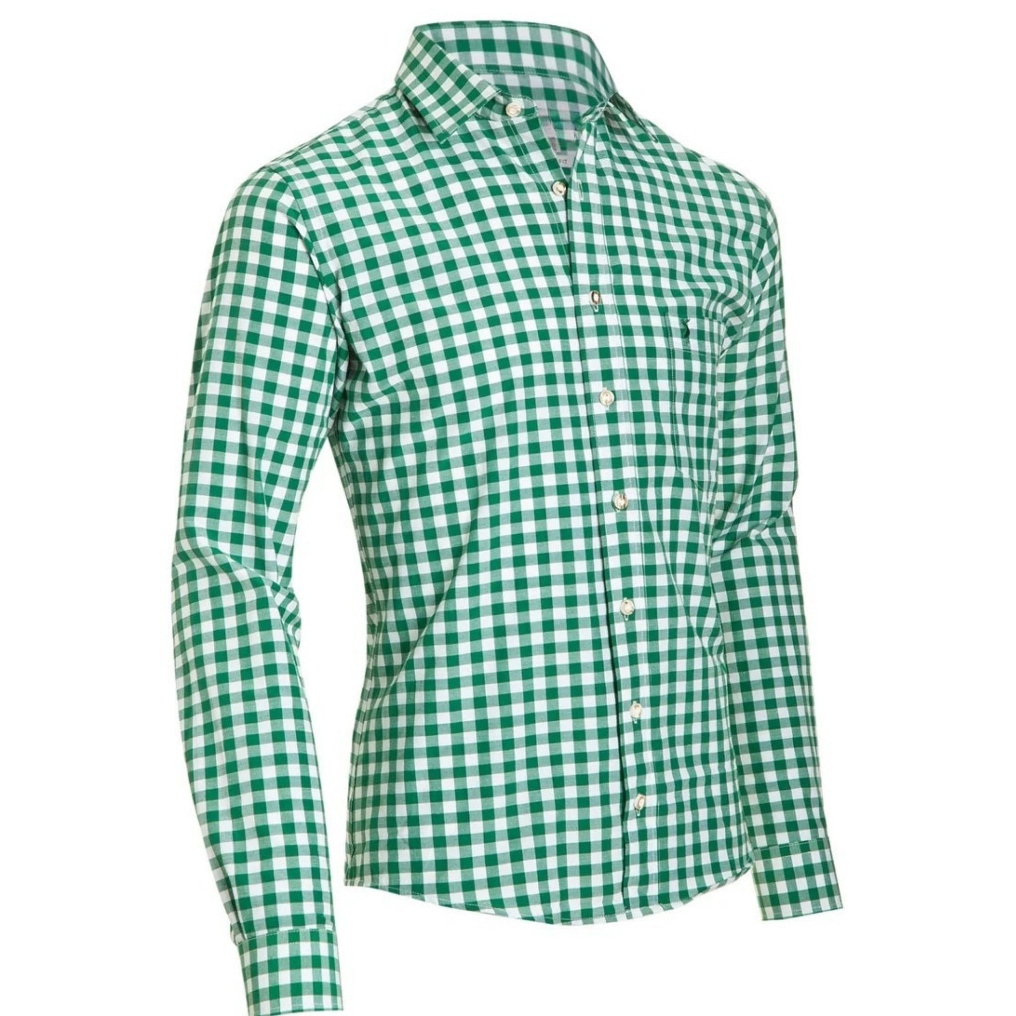 Men's Green Checked Trachten Shirt for Oktoberfest