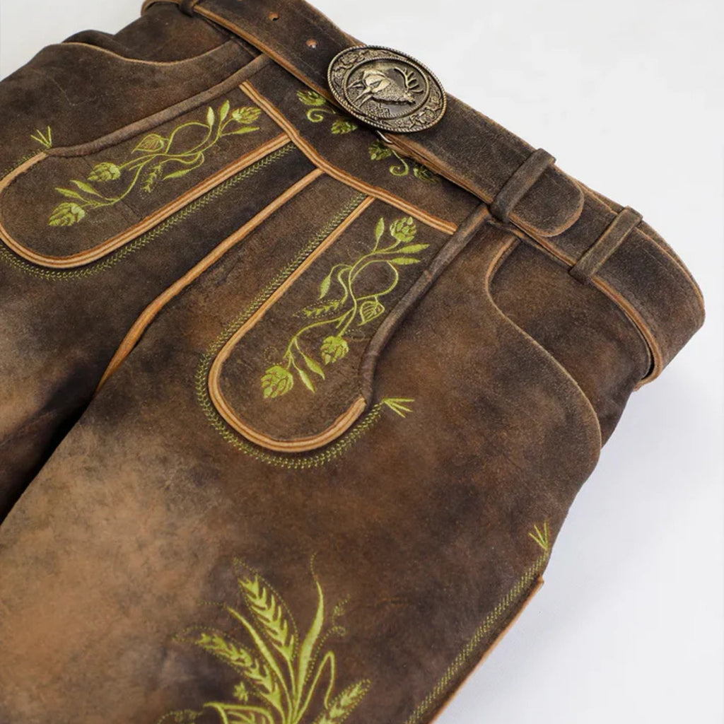 Men's Hops & Wheat Embroidered Lederhosen Shorts