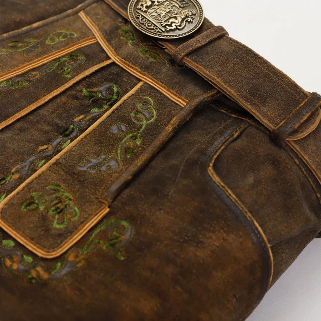 Men's Vine Embroidered Lederhosen with Deer Motif