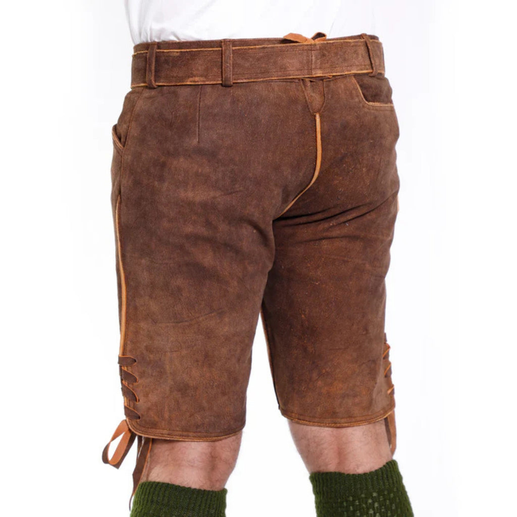 Men's Oak Leaf Embroidered Lederhosen with Belt