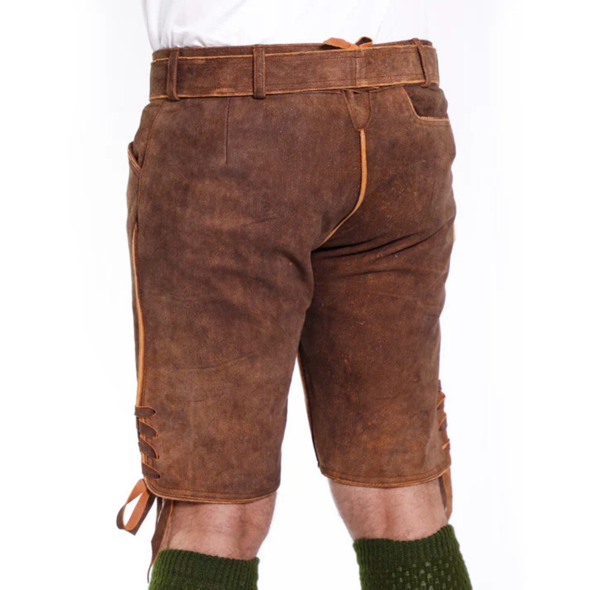 Men's Oak Leaf Embroidered Lederhosen with Belt