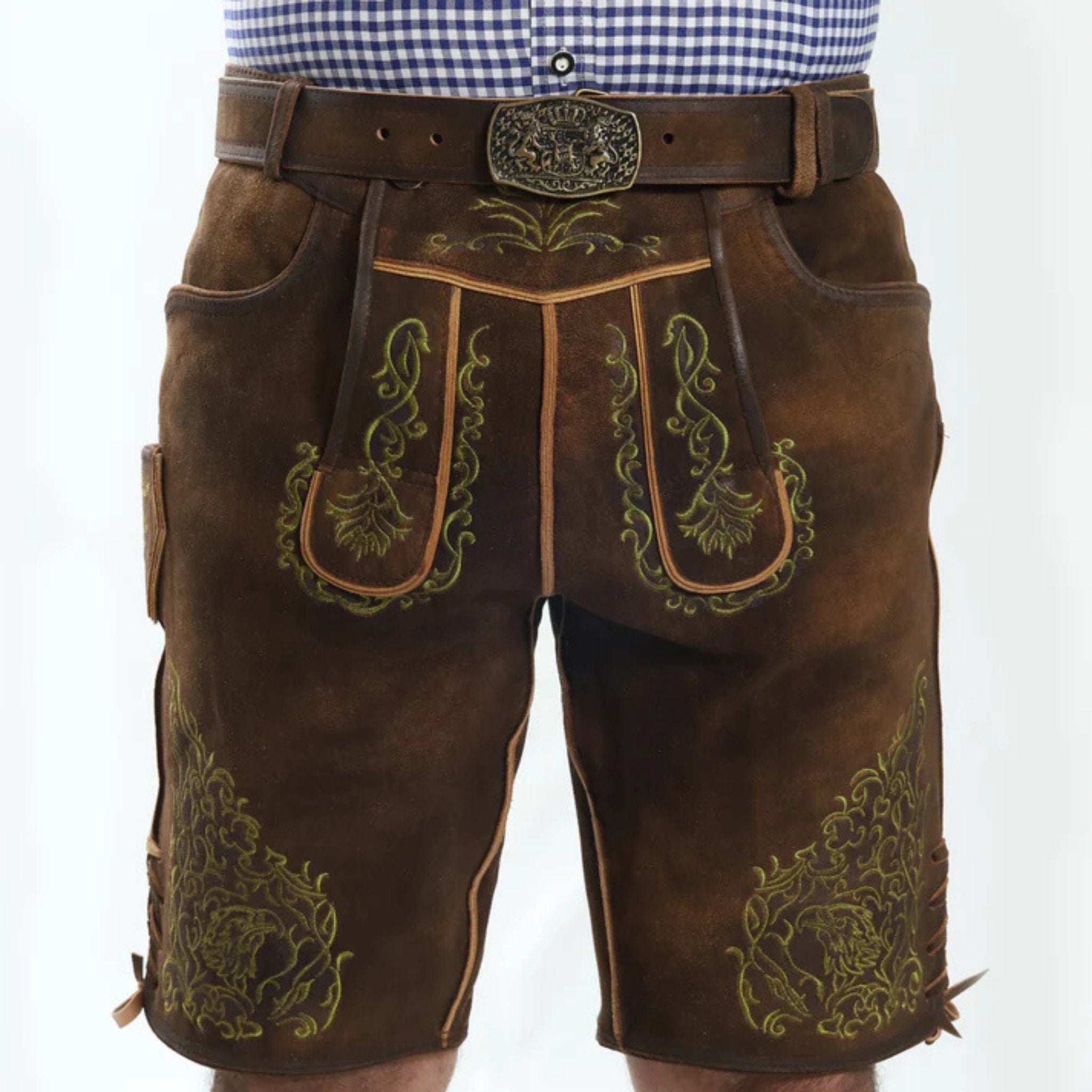 Men's Eagle Embroidered Lederhosen w/ Green Laces