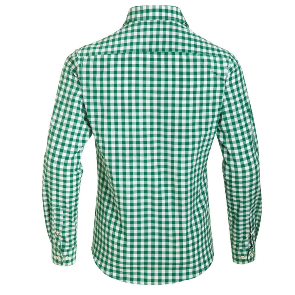 Men's Green Checked Trachten Shirt for Oktoberfest