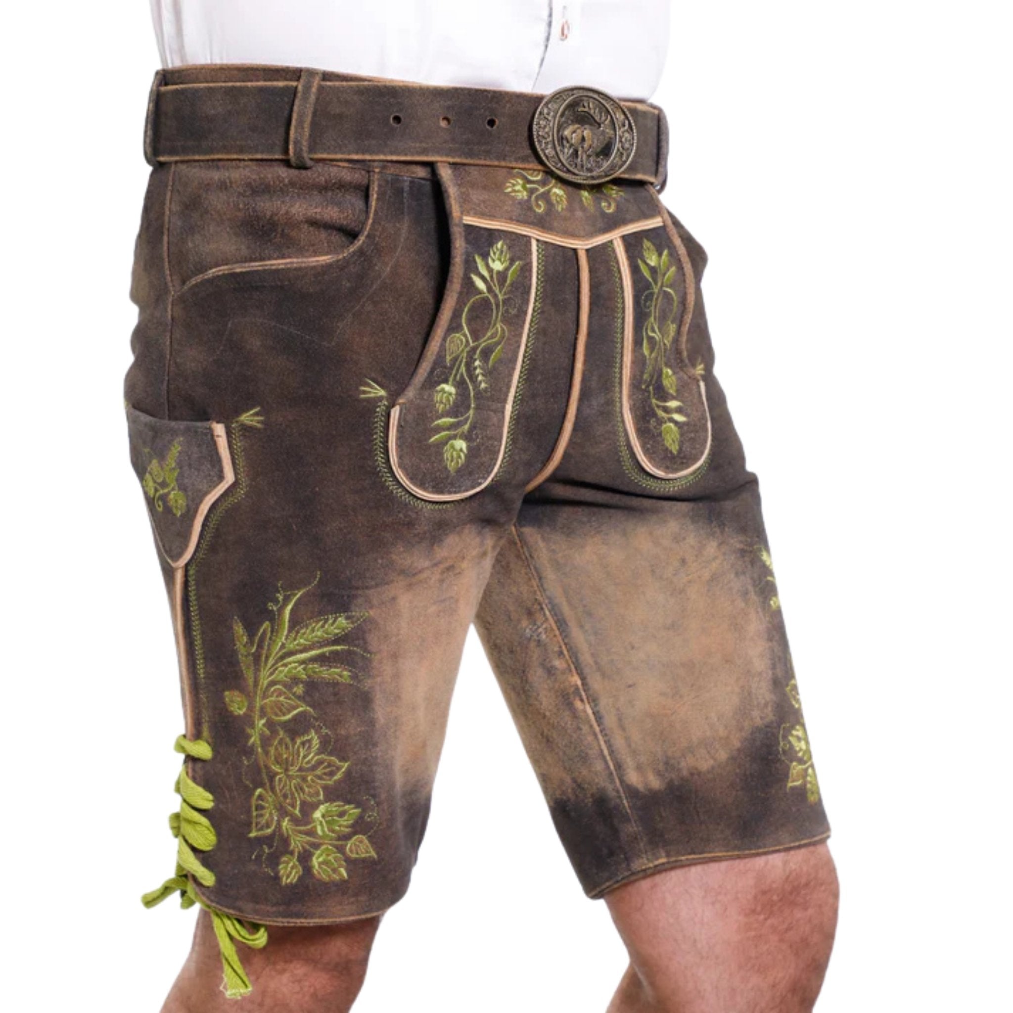 Men's Hops & Wheat Embroidered Lederhosen Shorts
