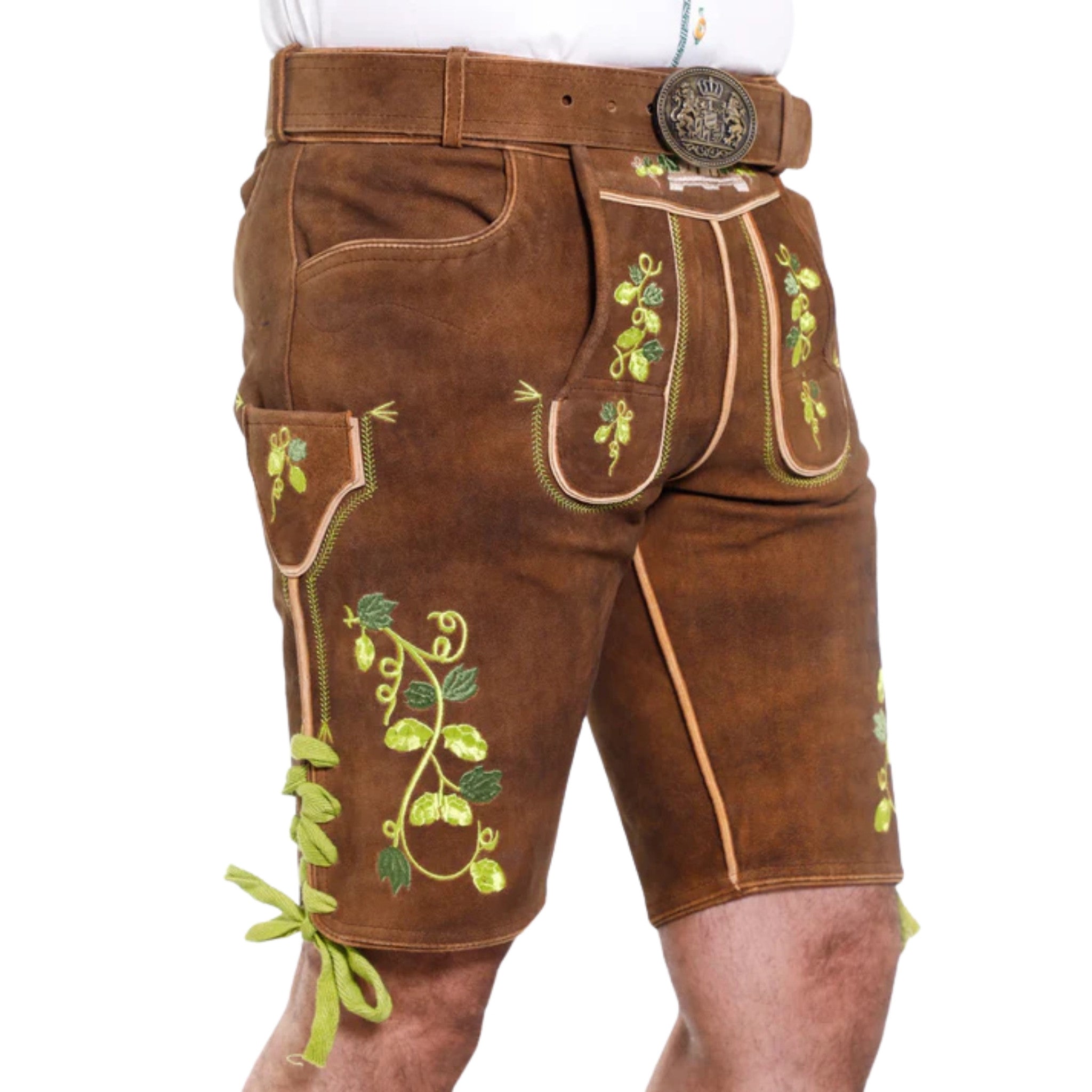 Men's Hops & Wheat Embroidered Lederhosen Shorts