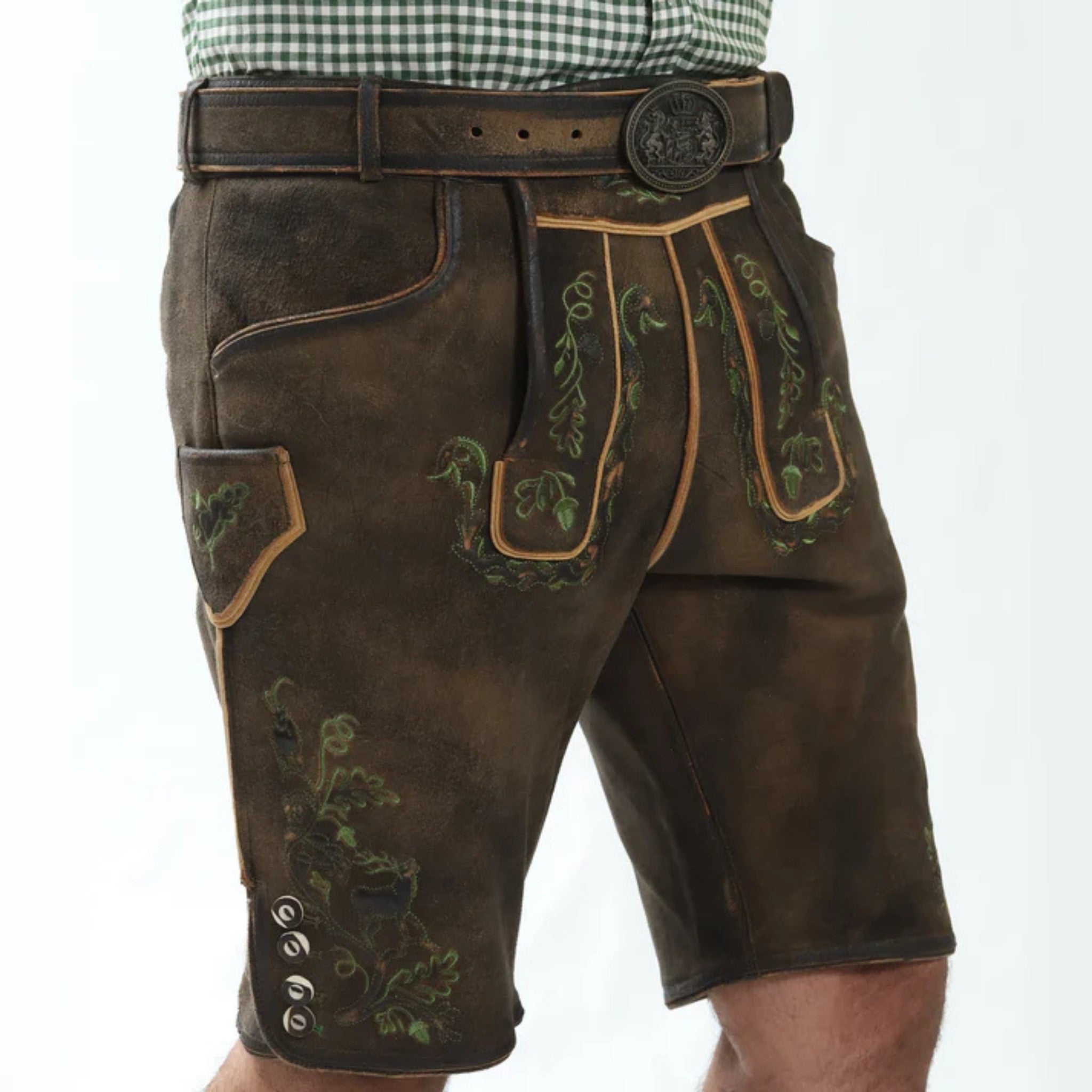 Men's Vine Embroidered Lederhosen with Deer Motif