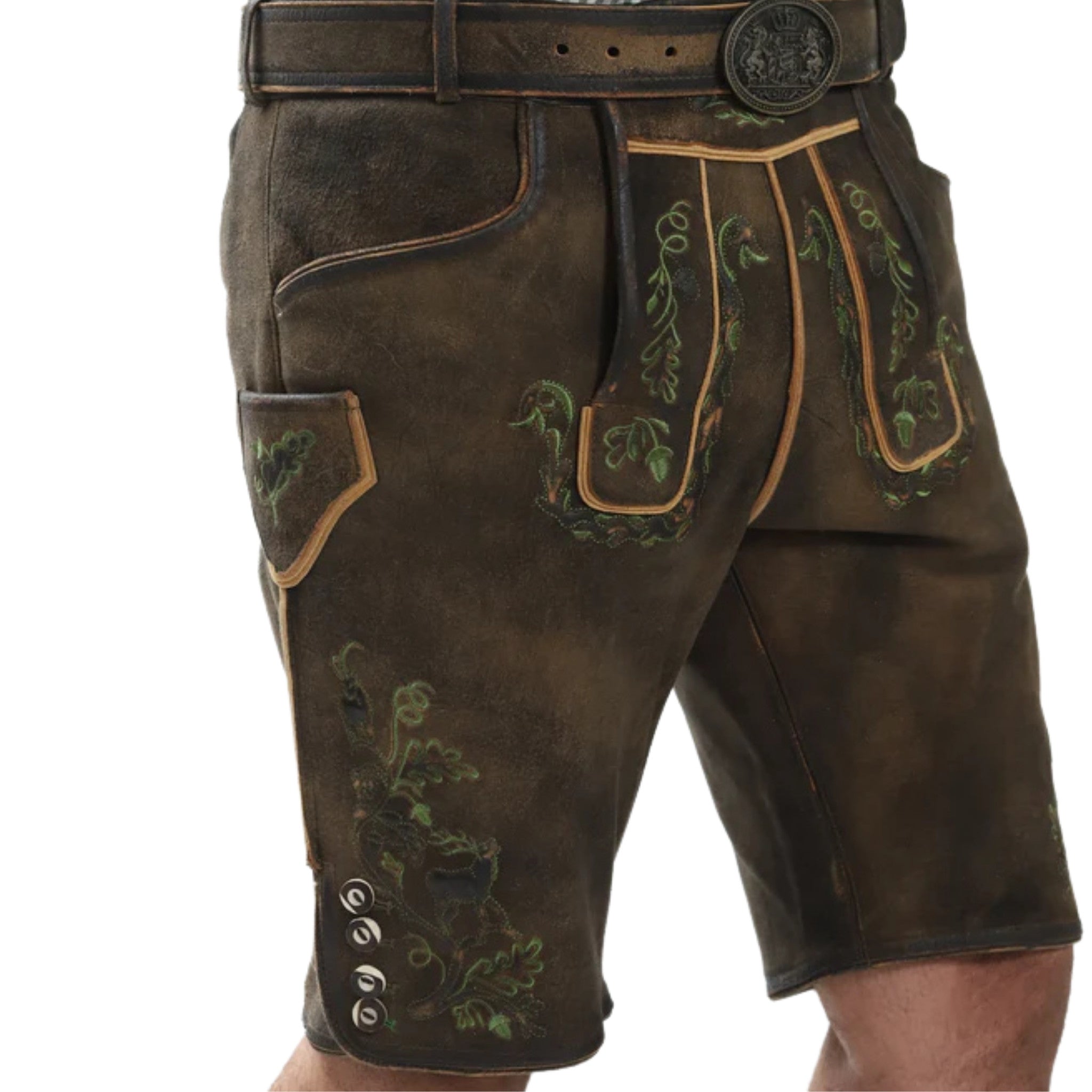Men's Vine Embroidered Lederhosen with Deer Motif