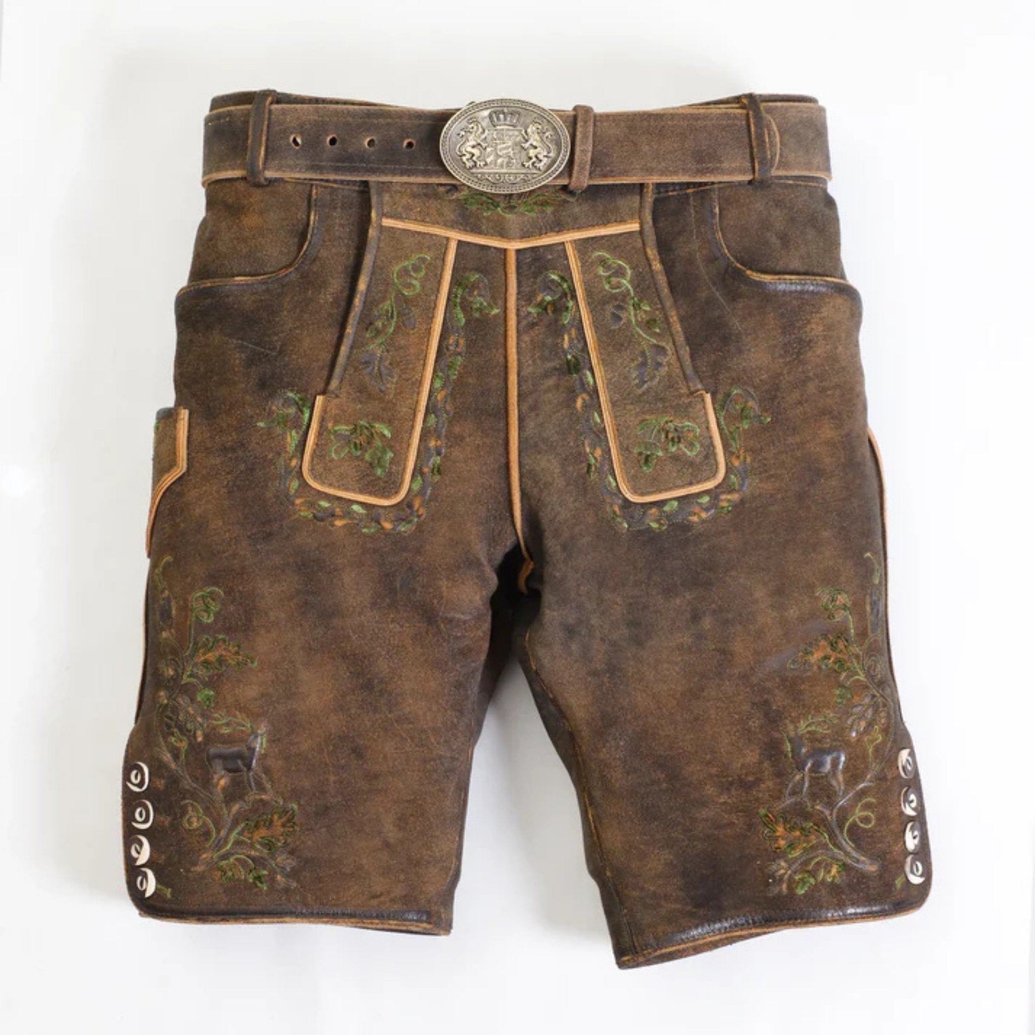 Men's Vine Embroidered Lederhosen with Deer Motif