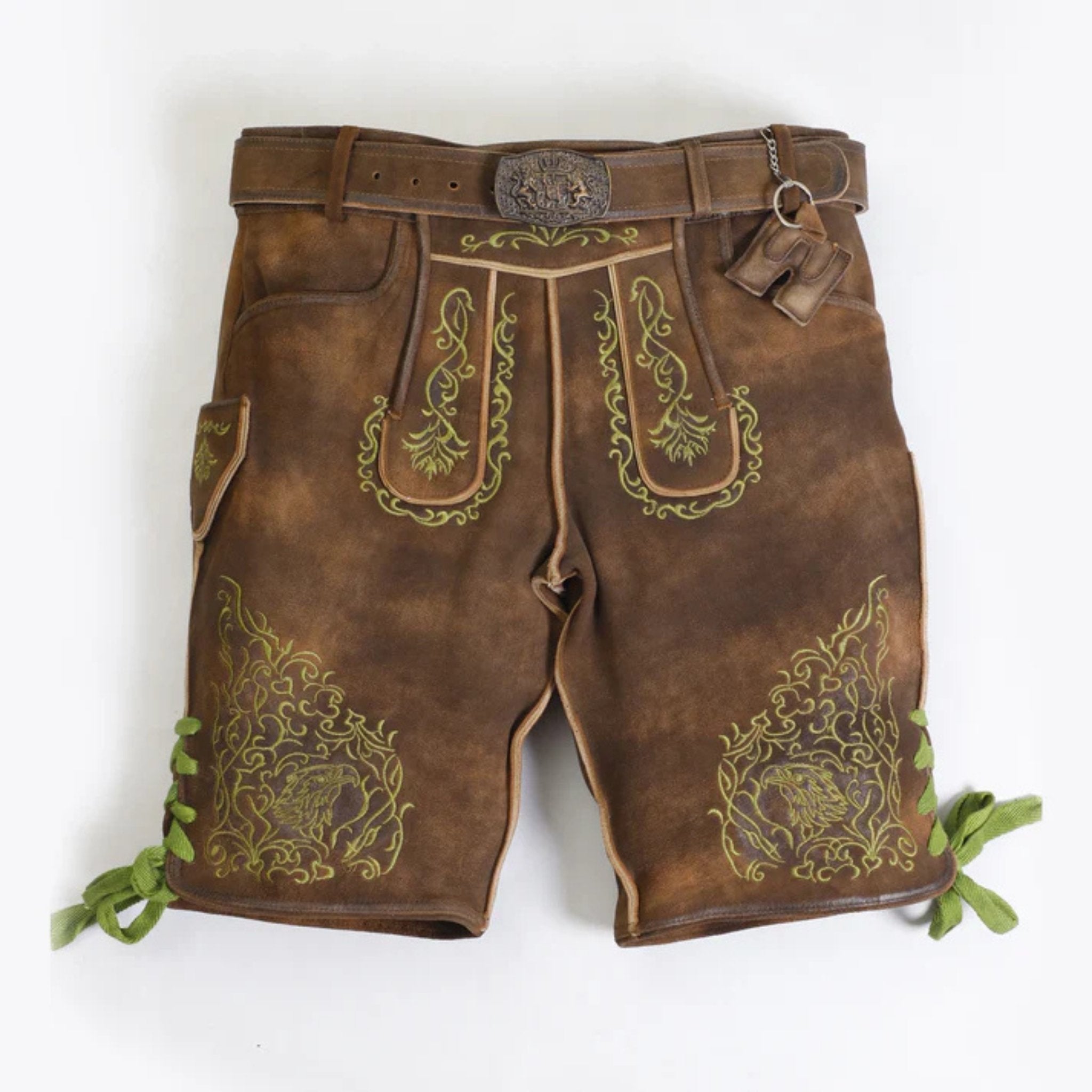 Men's Eagle Embroidered Lederhosen w/ Green Laces