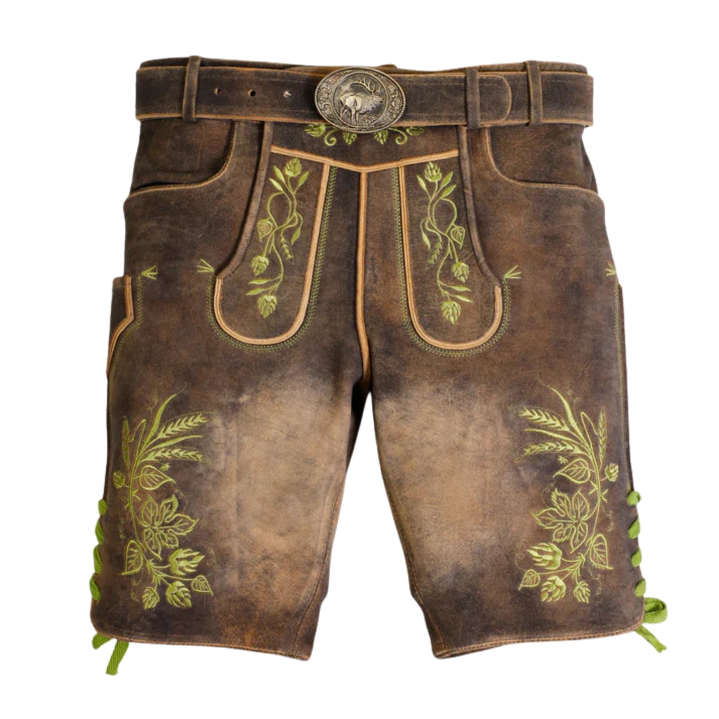 Men's Hops & Wheat Embroidered Lederhosen Shorts
