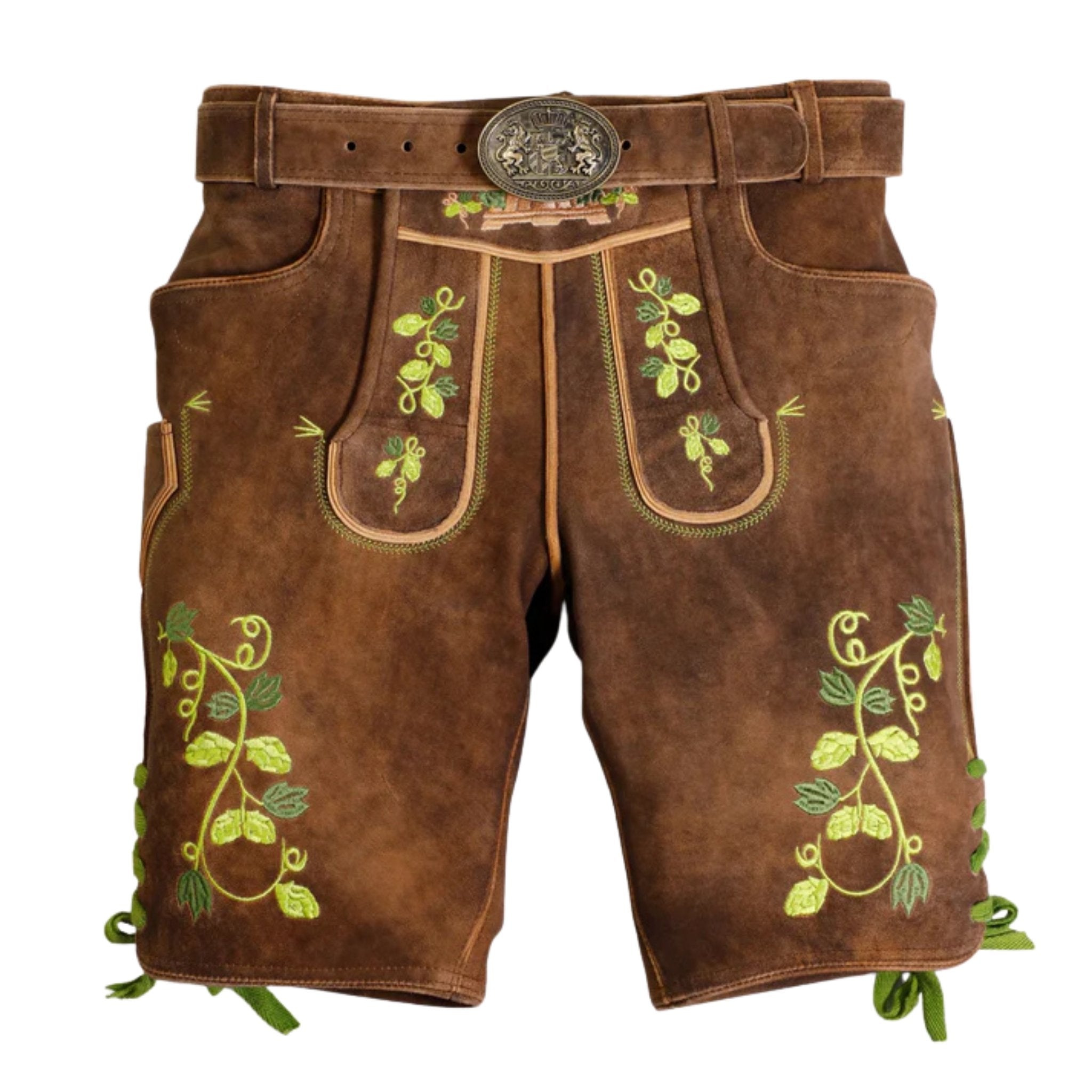 Men's Hops & Wheat Embroidered Lederhosen Shorts