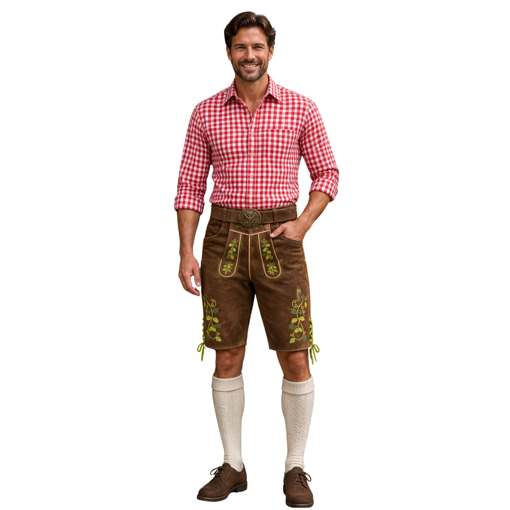 Men's Hops & Wheat Embroidered Lederhosen Shorts