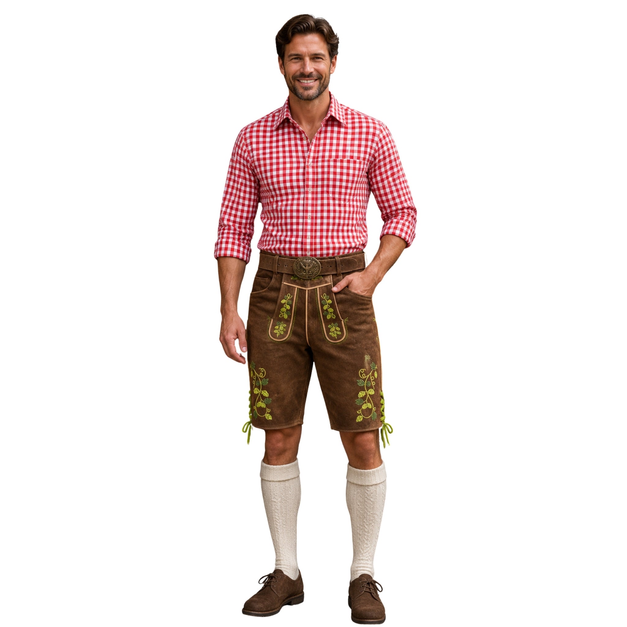 Men's Hops & Wheat Embroidered Lederhosen Shorts
