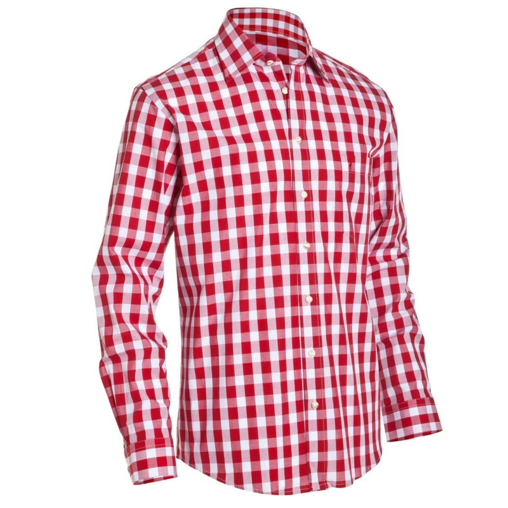 Men's Red Checked Trachten Shirt for Oktoberfest