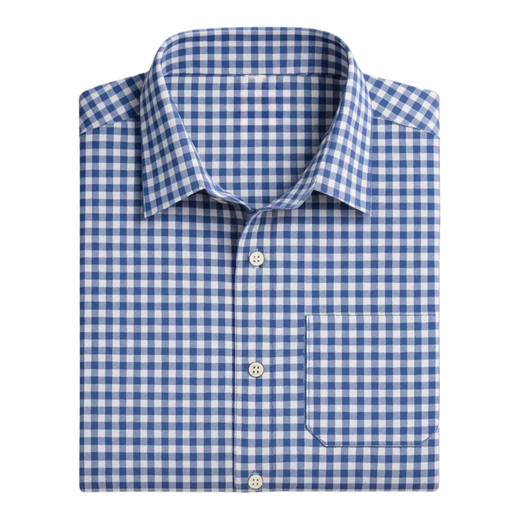 Men's Blue Checked Trachten Shirt for Oktoberfest