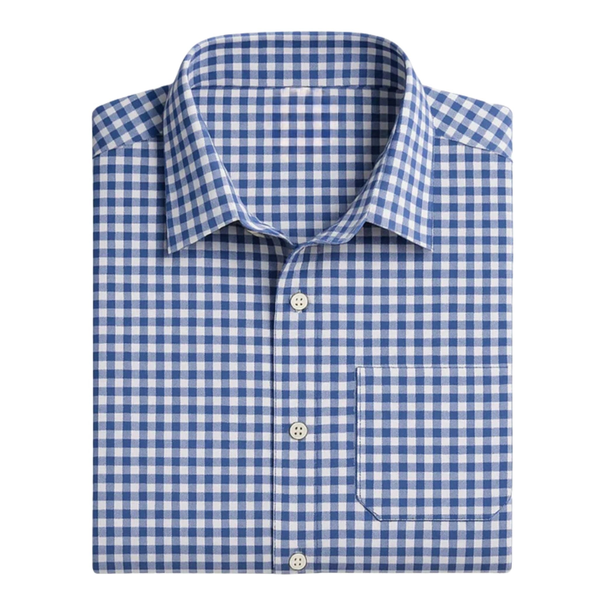 Men's Blue Checked Trachten Shirt for Oktoberfest