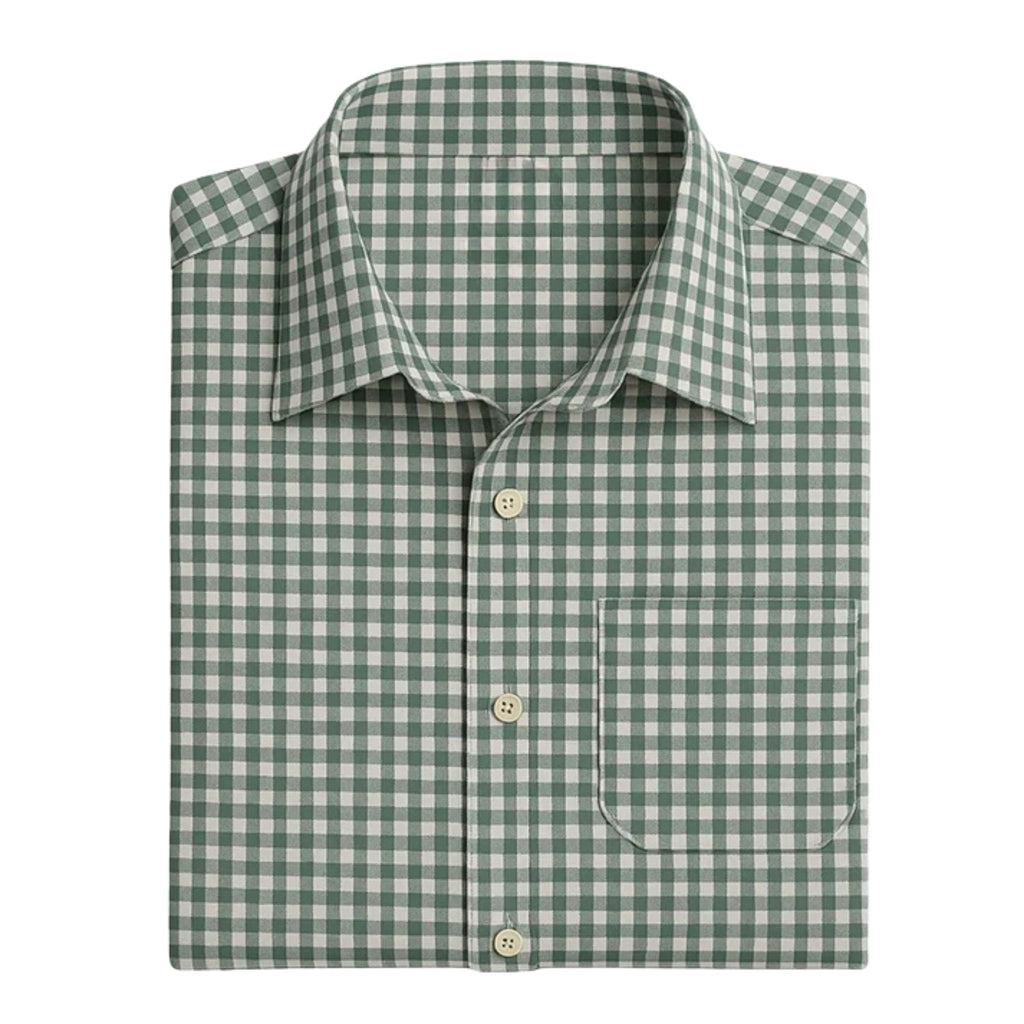 Men's Green Checked Trachten Shirt for Oktoberfest