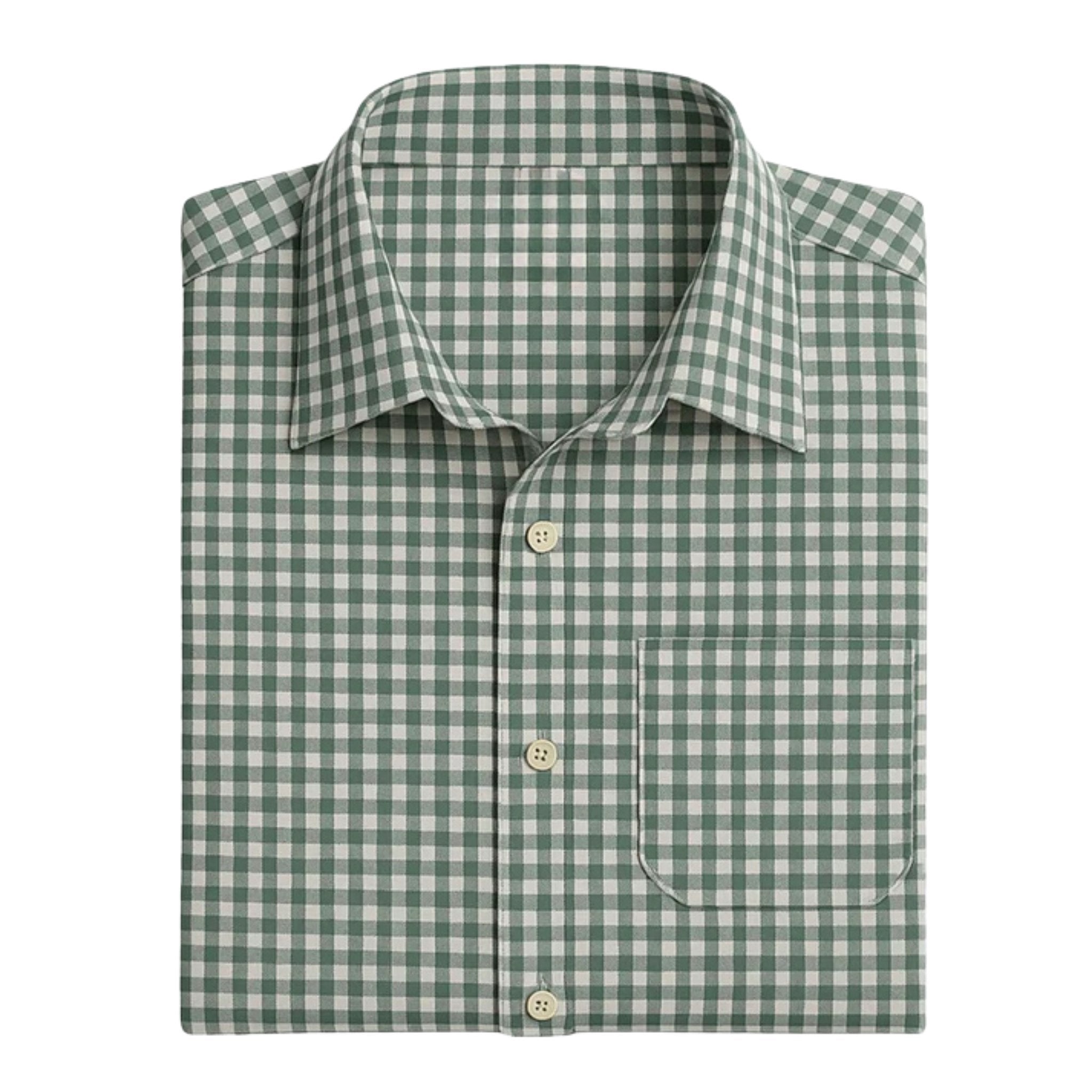 Men's Green Checked Trachten Shirt for Oktoberfest