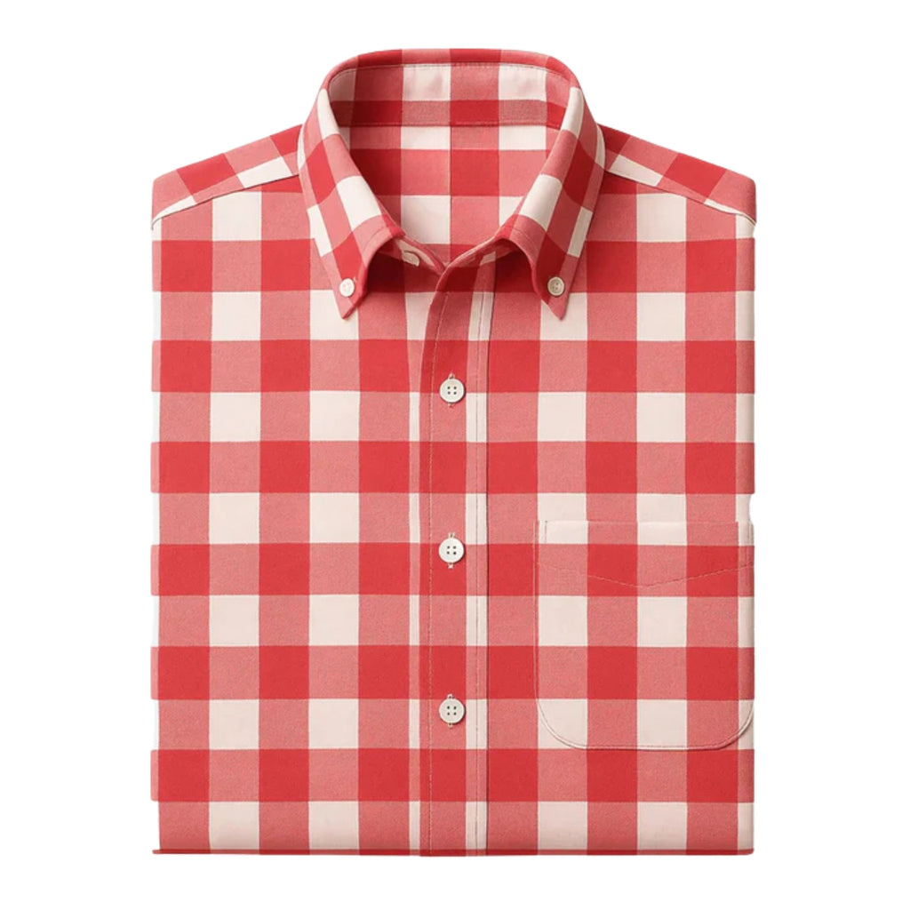 Men's Red Buffalo Check Button-Down Trachten Shirt